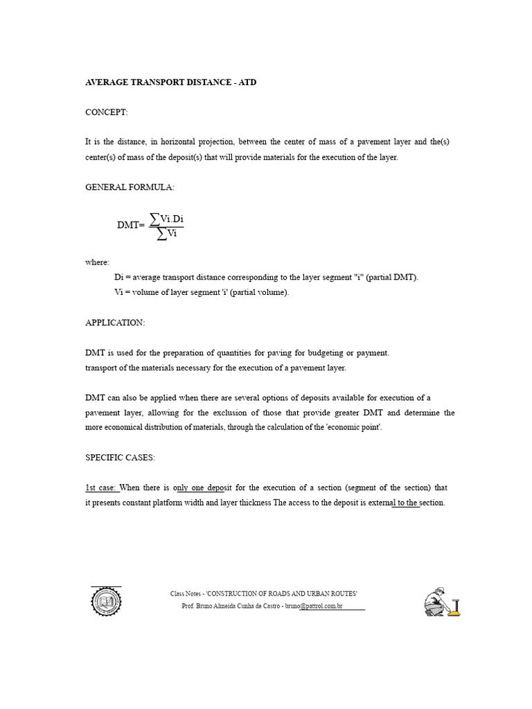 Average Transport Distance - ATD Concept | PDF | Road Surface