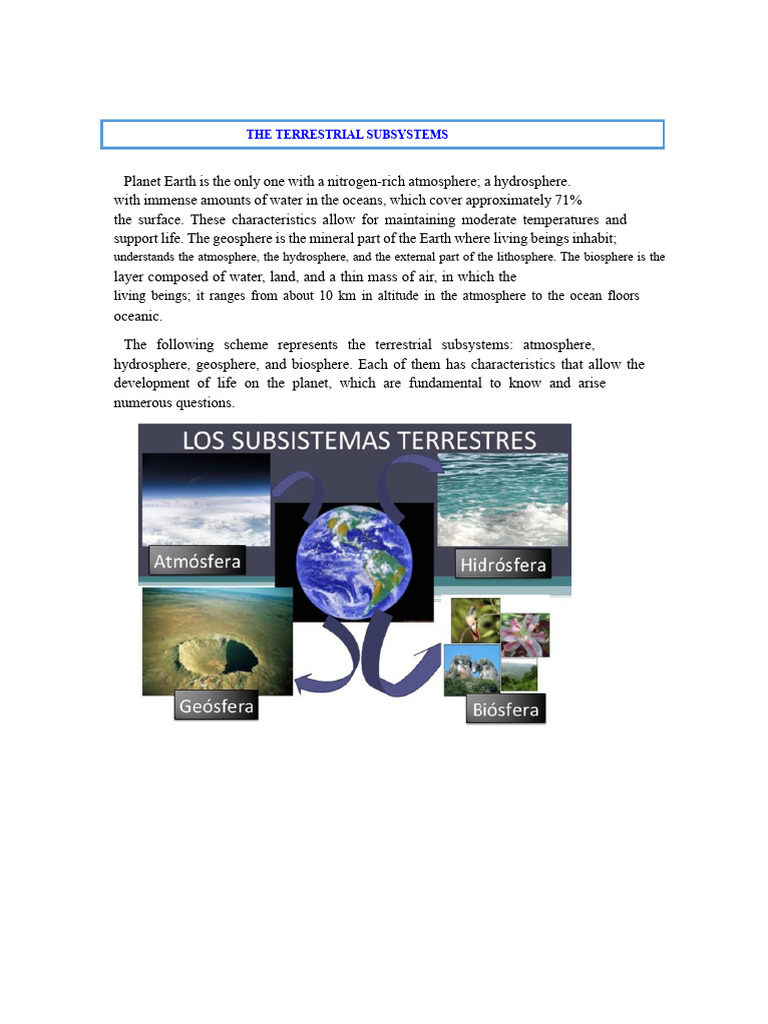 Earth's Terrestrial Subsystems Explained | PDF