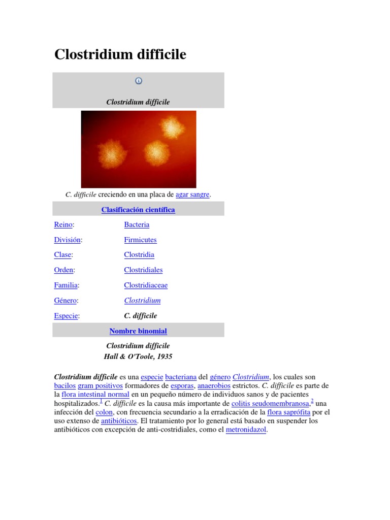 Clostridium difficile: Síntomas y Tratamiento | PDF | Microbiología
