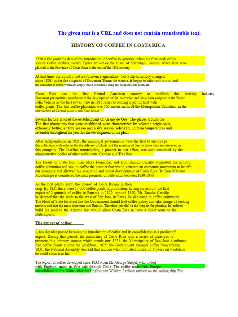 History of Coffee in Costa Rica | PDF | Coffee | Costa Rica