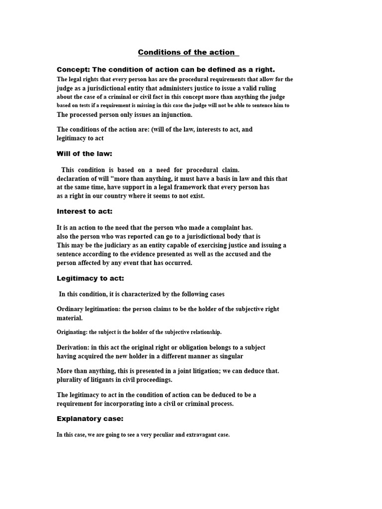 Conditions of The Action | PDF