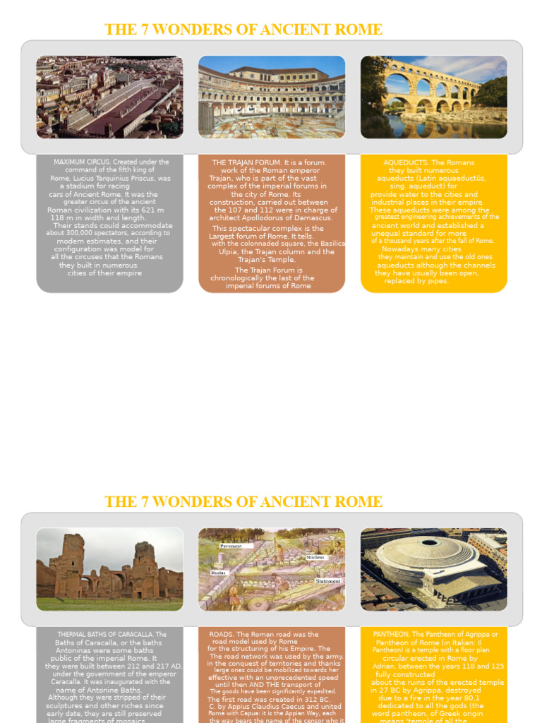 Seven Wonders of Ancient Rome | PDF | Ancient Rome | Roman Empire