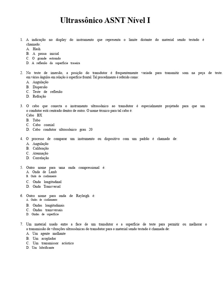 Nível I UT | PDF | Ondas | Ultrassom