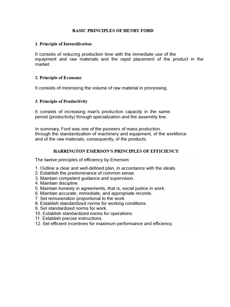 Basic Principles of Henry Ford | PDF | Ford Motor Company | Economies