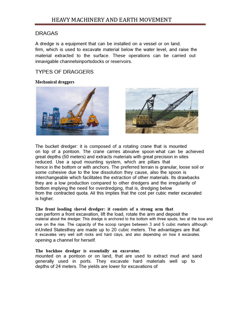 Types of Dredgers and Heavy Machinery | PDF | Dredging | Mechanical ...