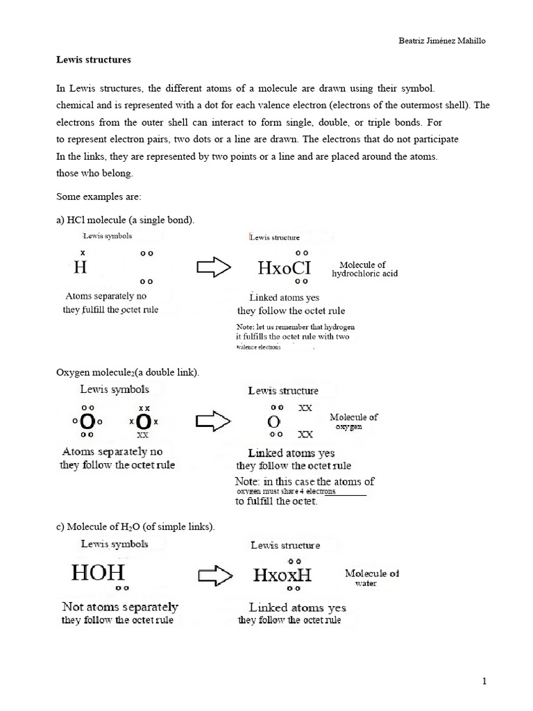 Lewis Structures. Reinforcement 4th Year of ESO | PDF