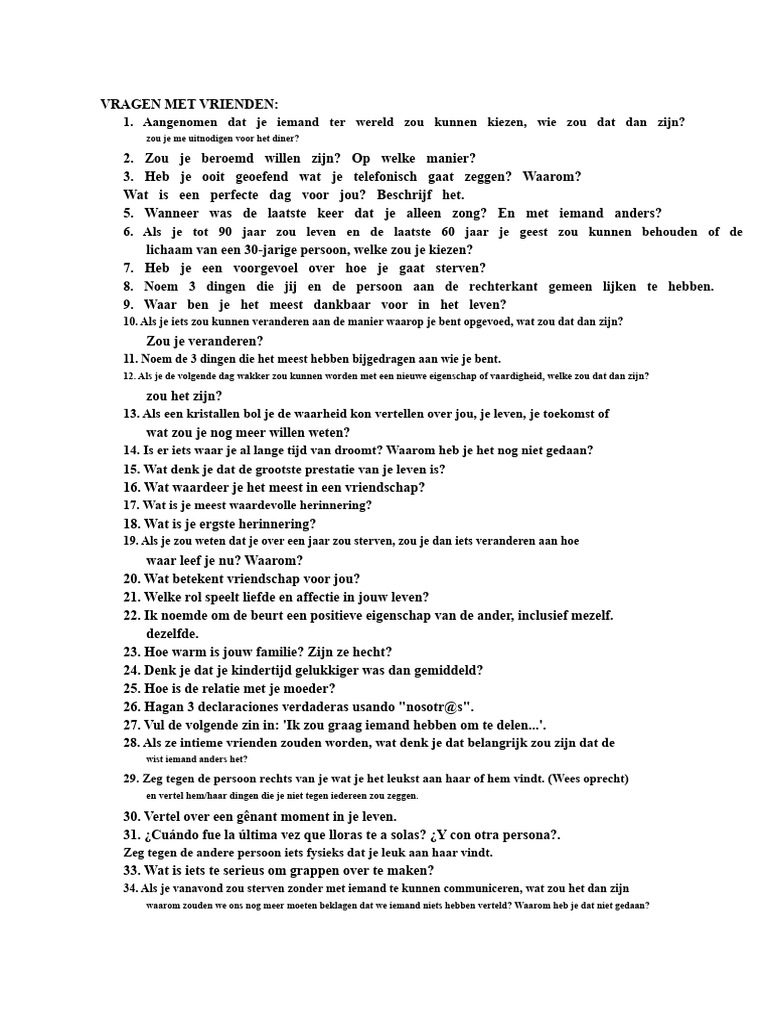 Vragen Met Vrienden | PDF
