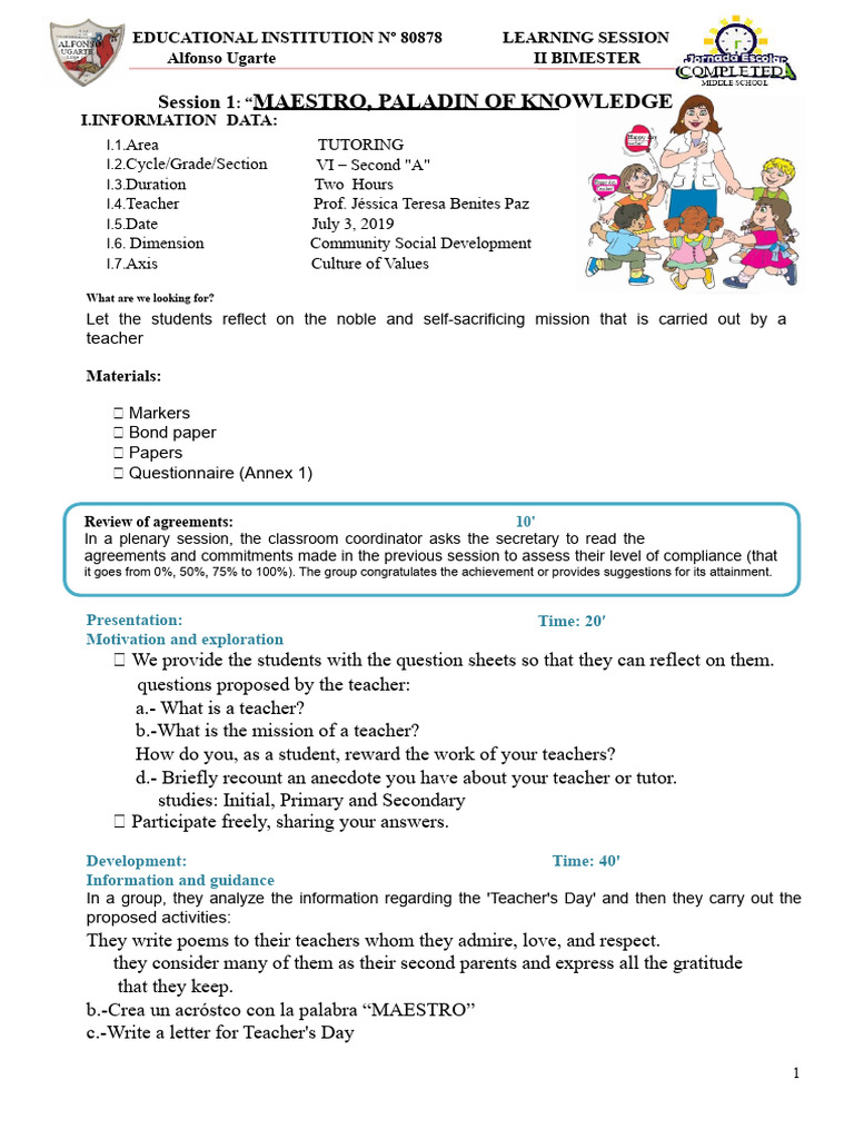 Session 1 - Teacher's Day | PDF | Teachers | Behavior Modification