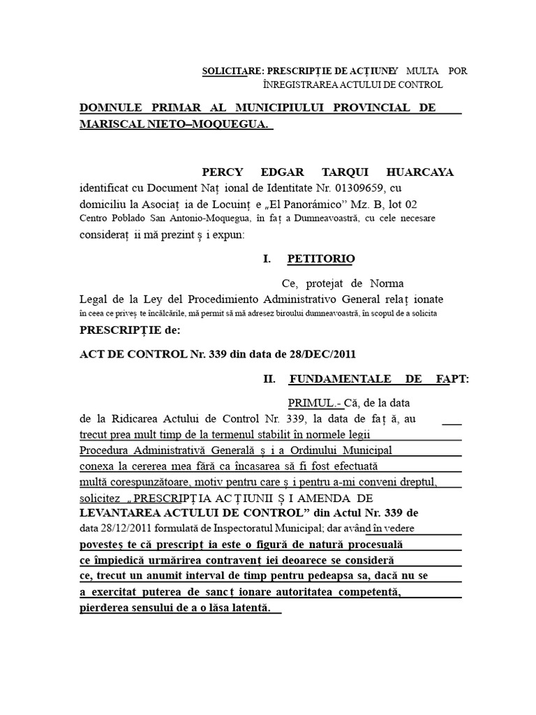 Solicit Un Proces-Verbal de Control | PDF