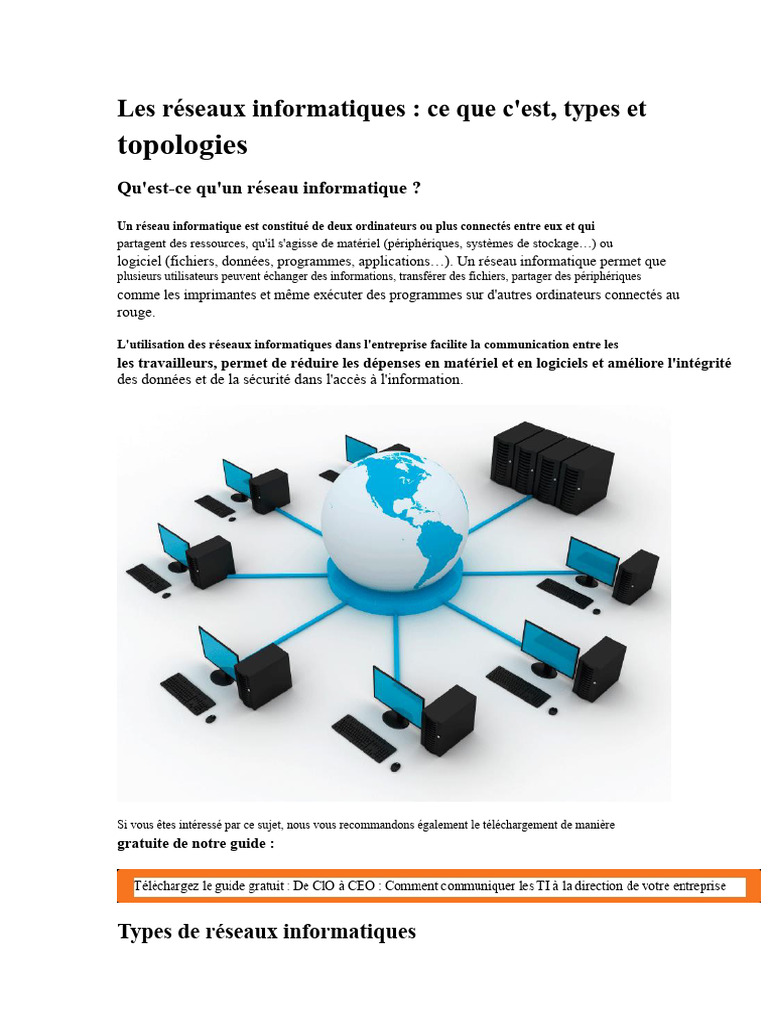 Types et topologies des réseaux informatiques | PDF | Informatique ...