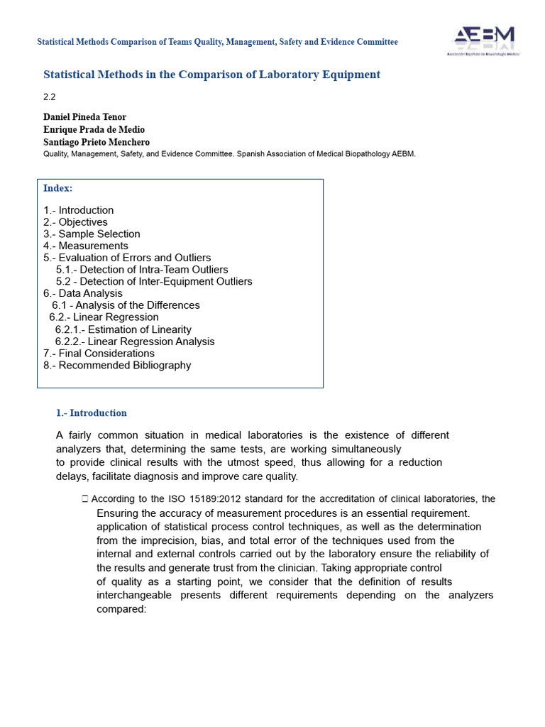 Statistical Methods for Lab Equipment Comparison | PDF | Outlier ...