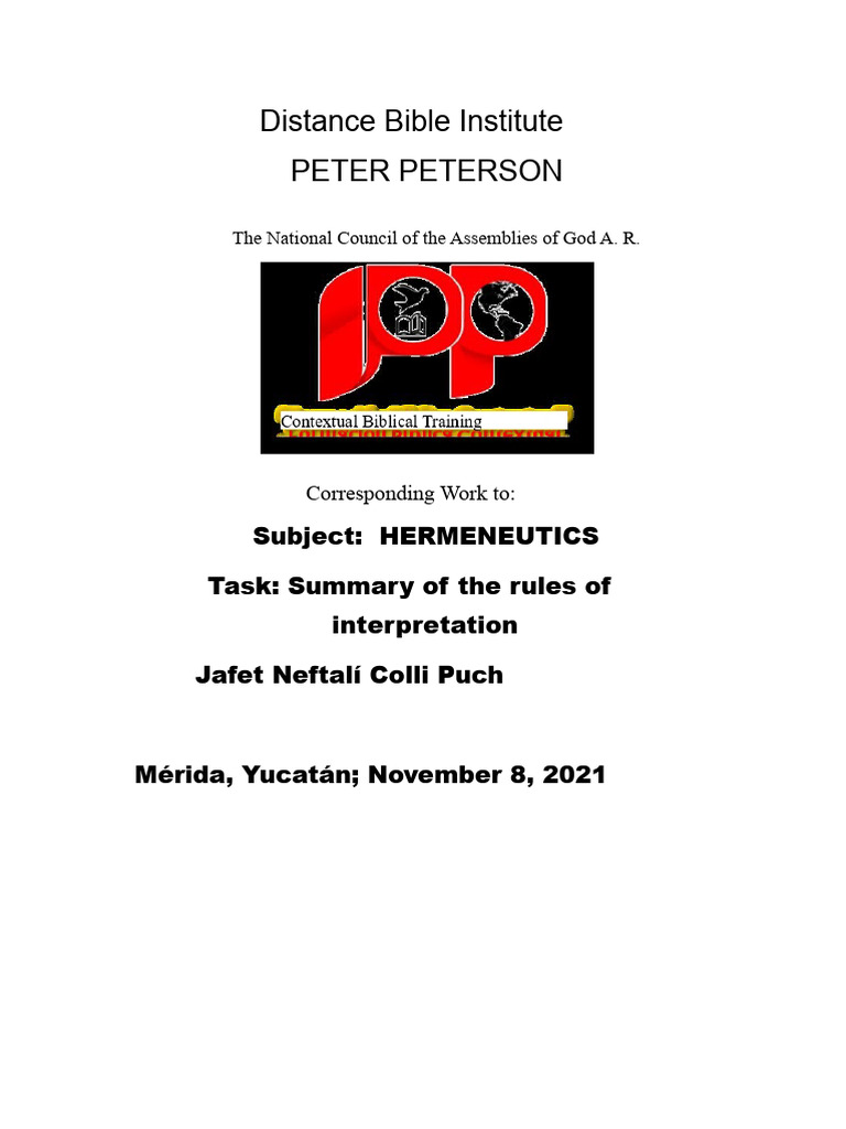 Summarize The Rules of Hermeneutics. | PDF | Jesus | Salvation