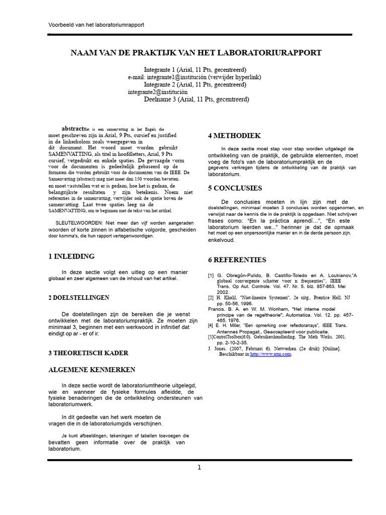 Voorbeeld IEEE-rapport | PDF