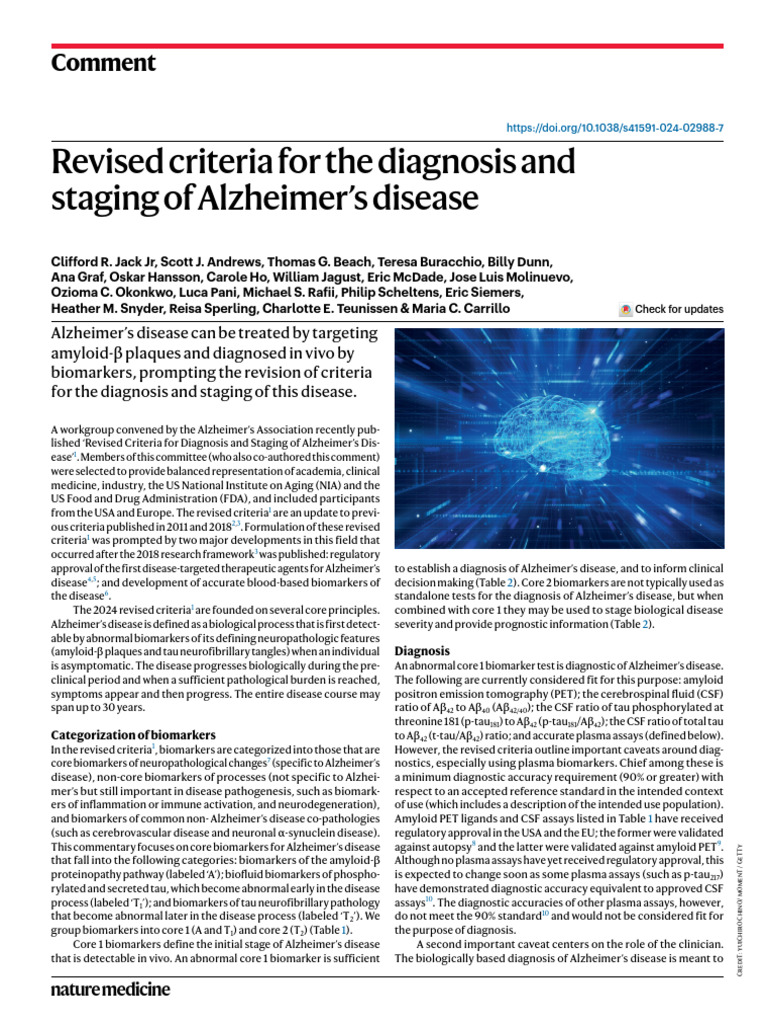 Revised Alzheimer’s Diagnosis Criteria | PDF | Alzheimer's Disease ...