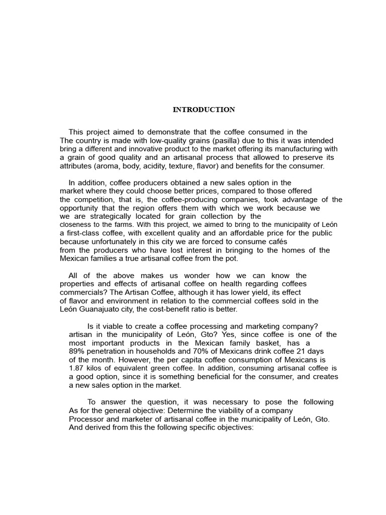 INTRODUCTION | PDF | Coffee | Marketing
