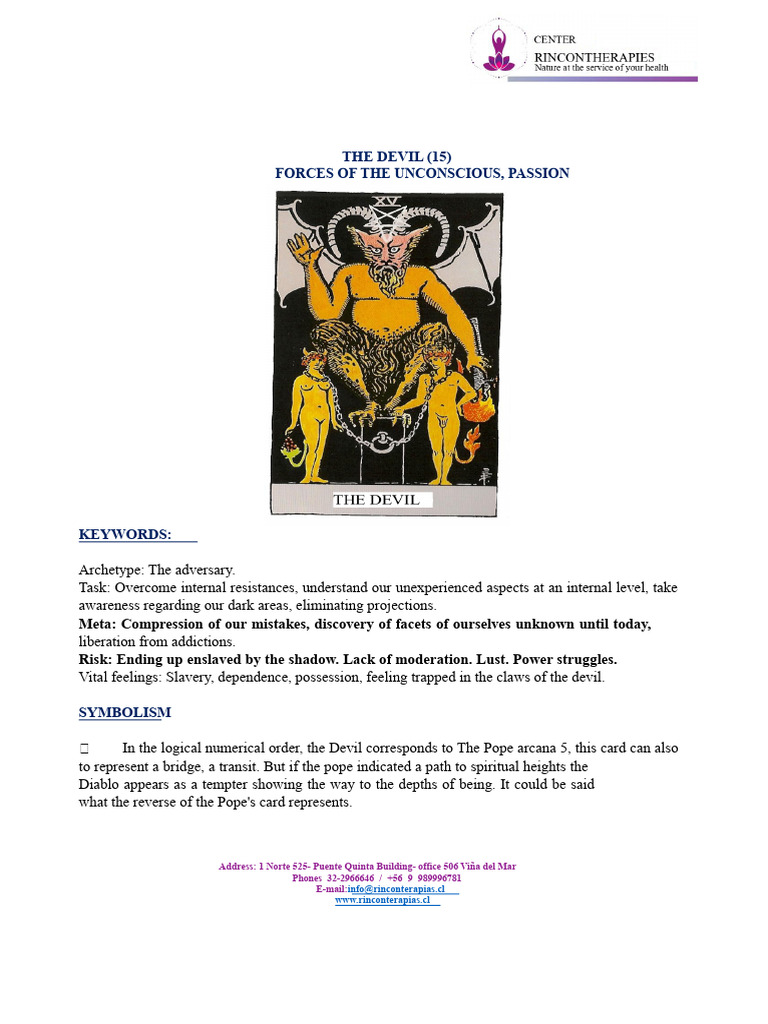 Major Arcana 15-21 The Devil - The World | PDF | Love | Satan