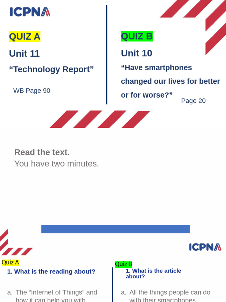 Reading Quiz A B Questions | PDF | Smartphone