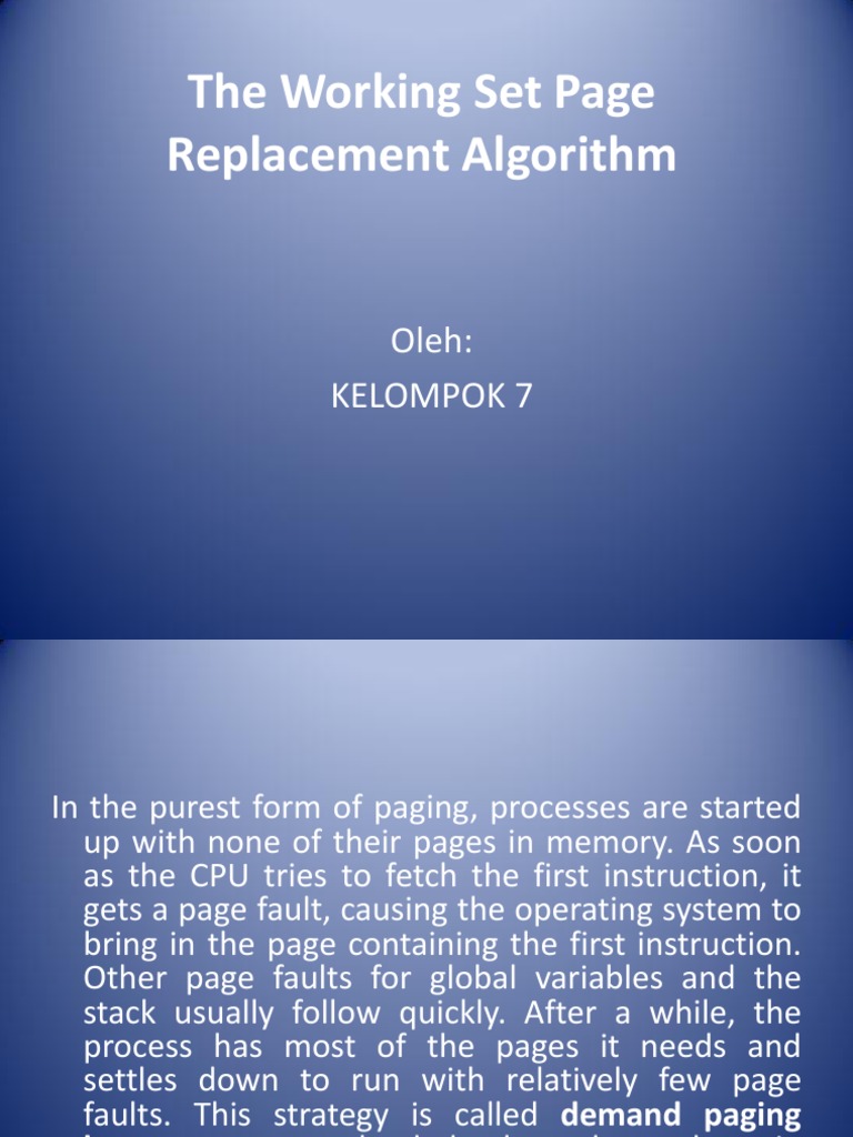Working Set Page Replacement Algorithm | PDF | Areas Of Computer ...