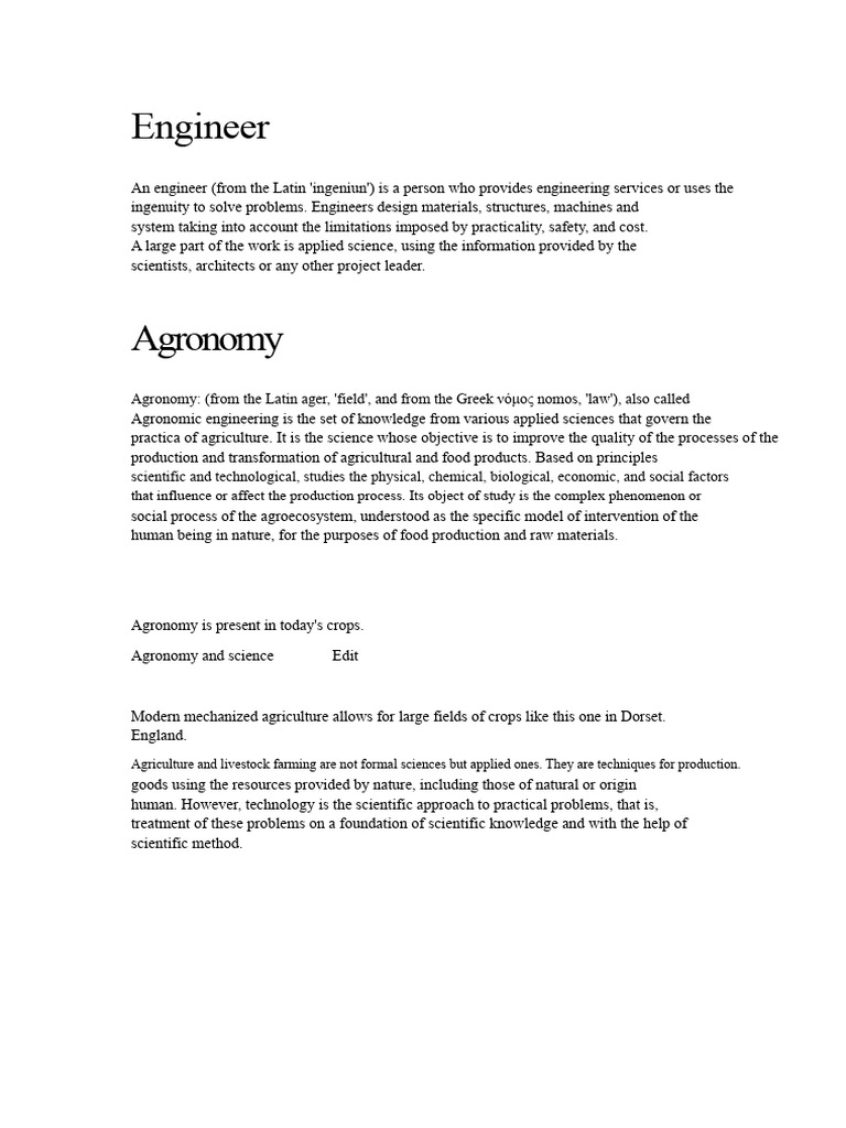 Understanding Agronomy and Engineering | PDF | Agronomy | Agriculture