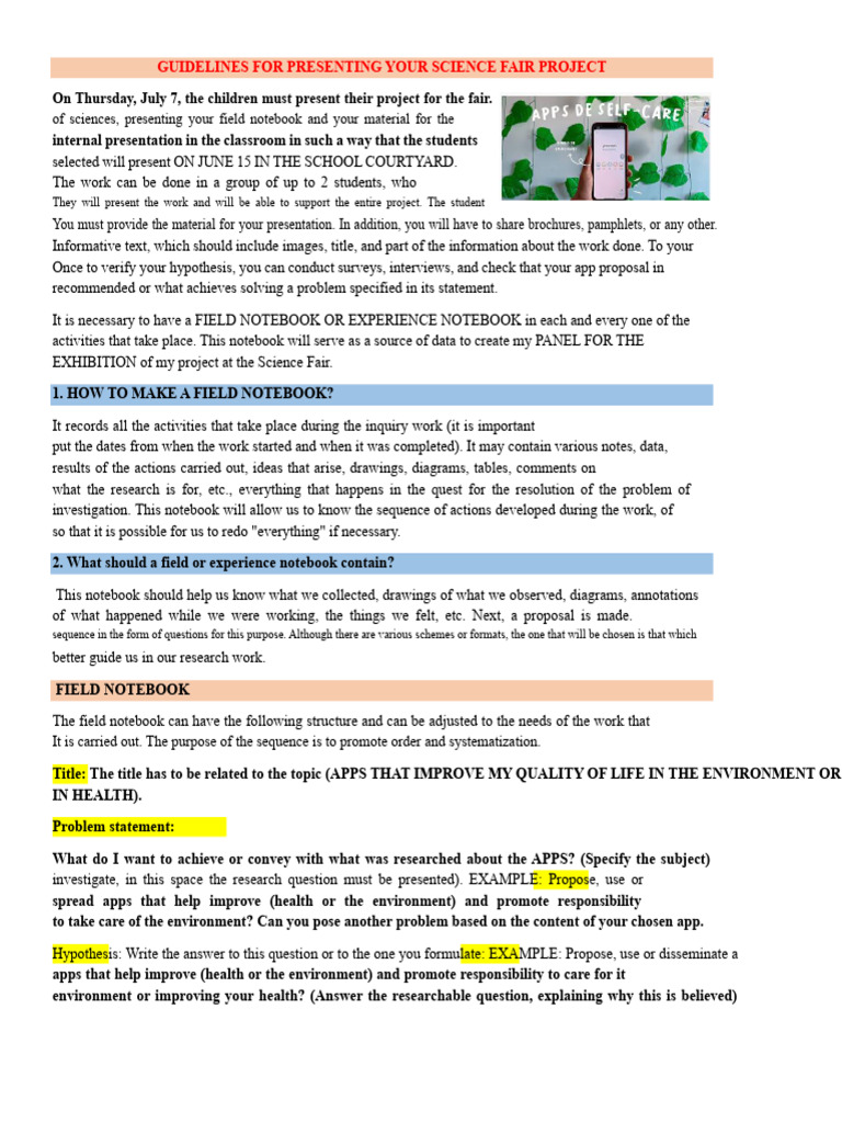 Guidelines For Presenting Your Science Fair Project | PDF | Hypothesis ...