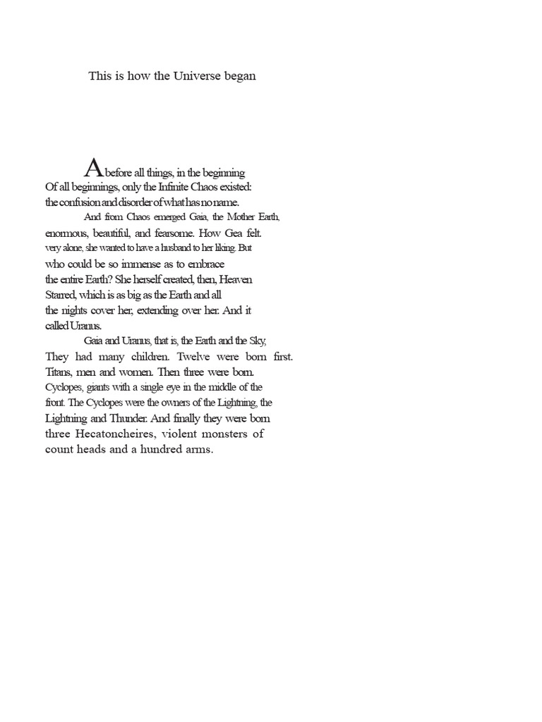 The Birth of the Universe and Titans | PDF | Mythological Characters ...