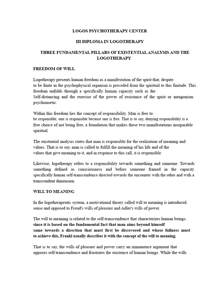 Logotherapy: Freedom, Meaning, Responsibility | PDF | Meaning Of Life ...