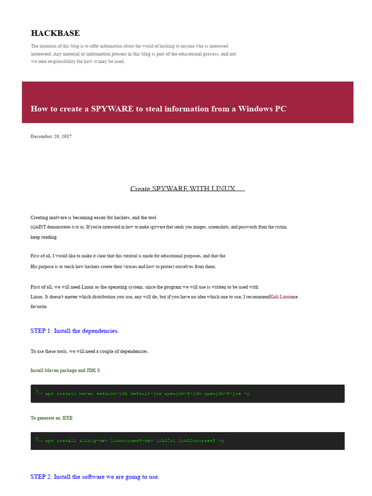 Create Spyware on Windows with Linux | PDF | Spyware | Malware