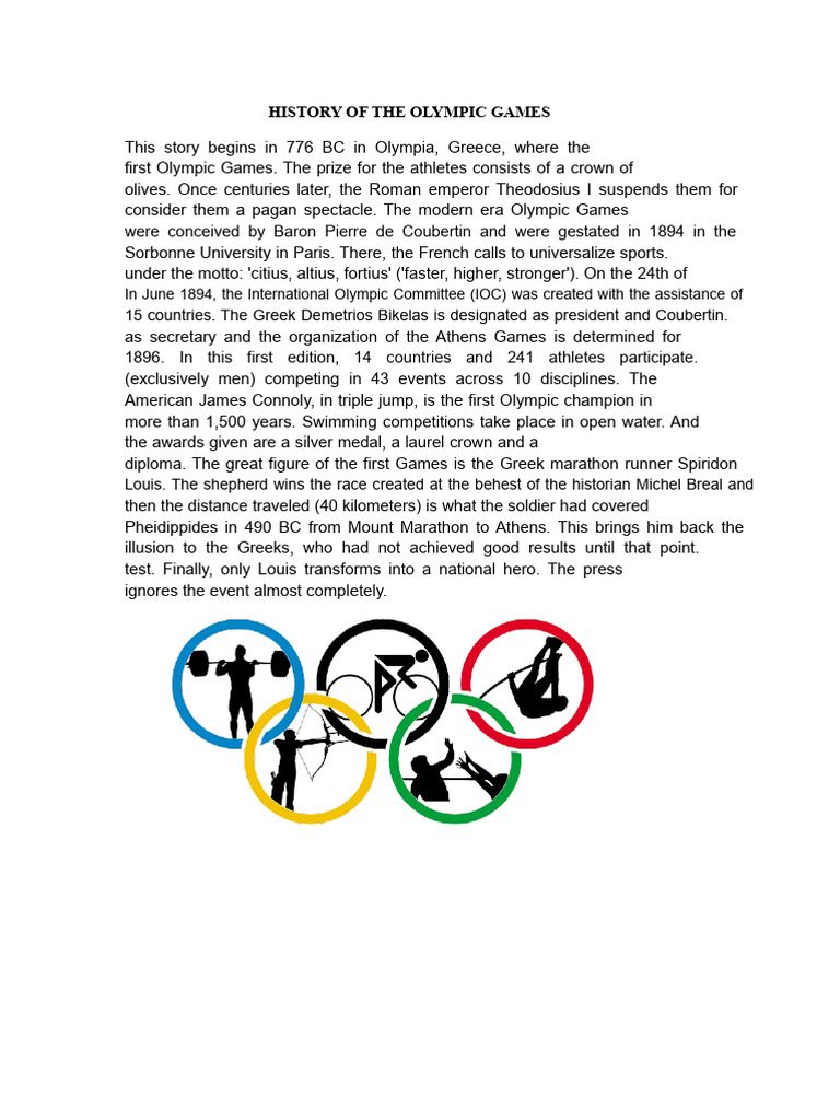 History of The Olympic Games | PDF | Olympic Games | Track And Field