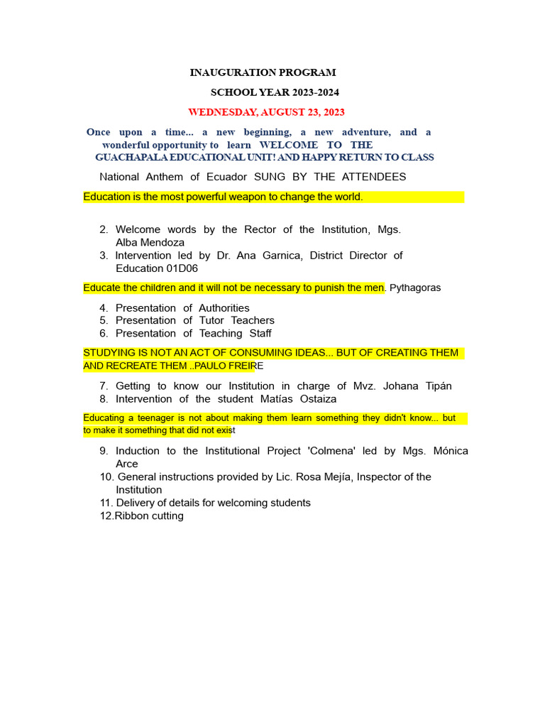 Inauguration Program | PDF