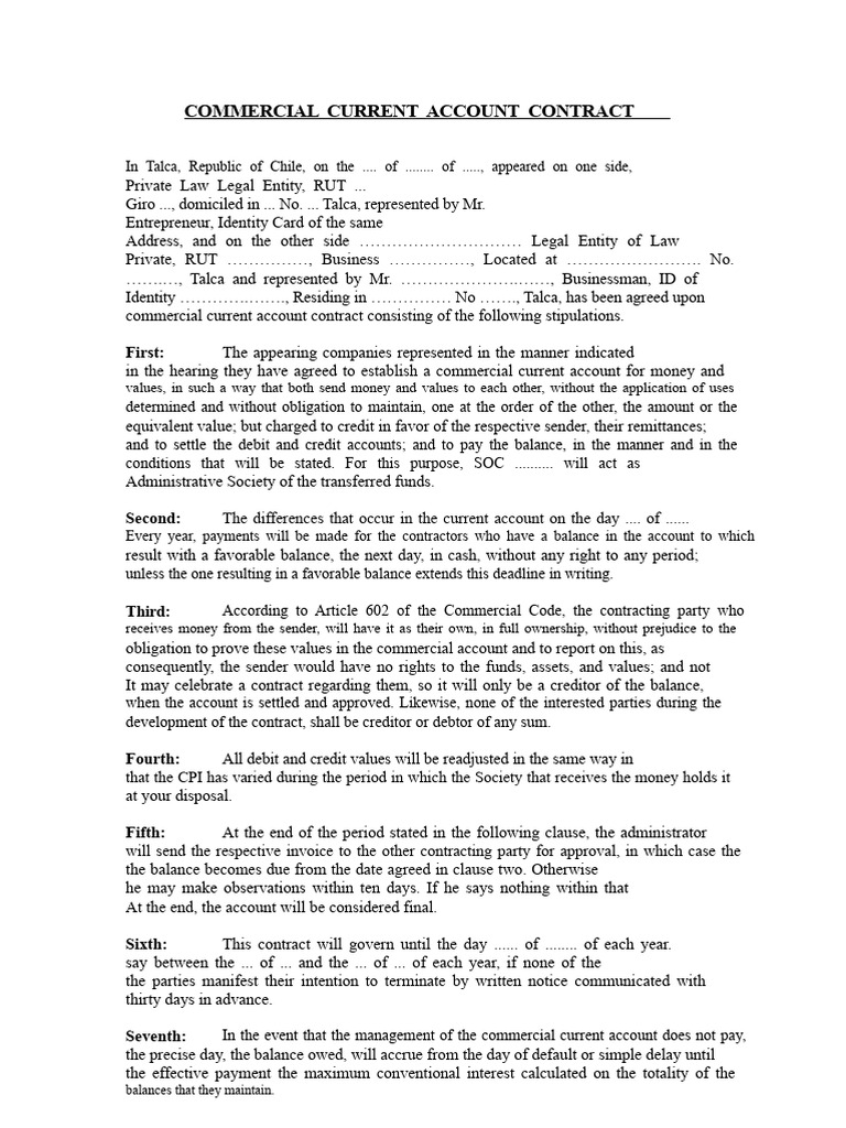 Merchant Current Account Contract | PDF | Debits And Credits | Business