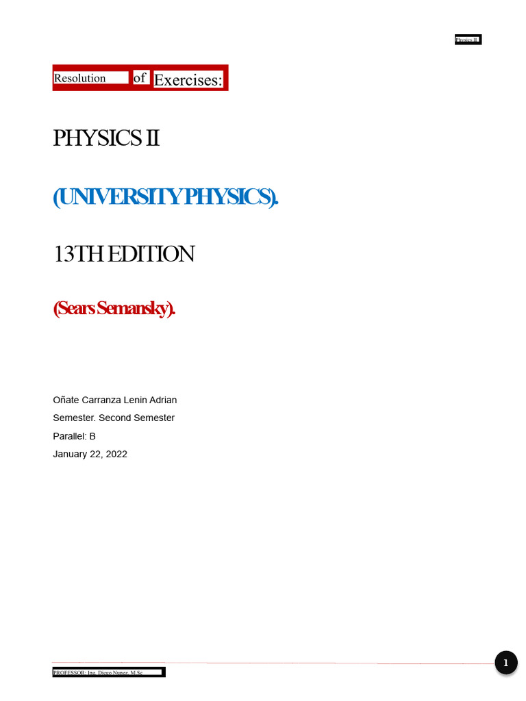 Physics II Exercises and Solutions | PDF | Oscillation | Momentum