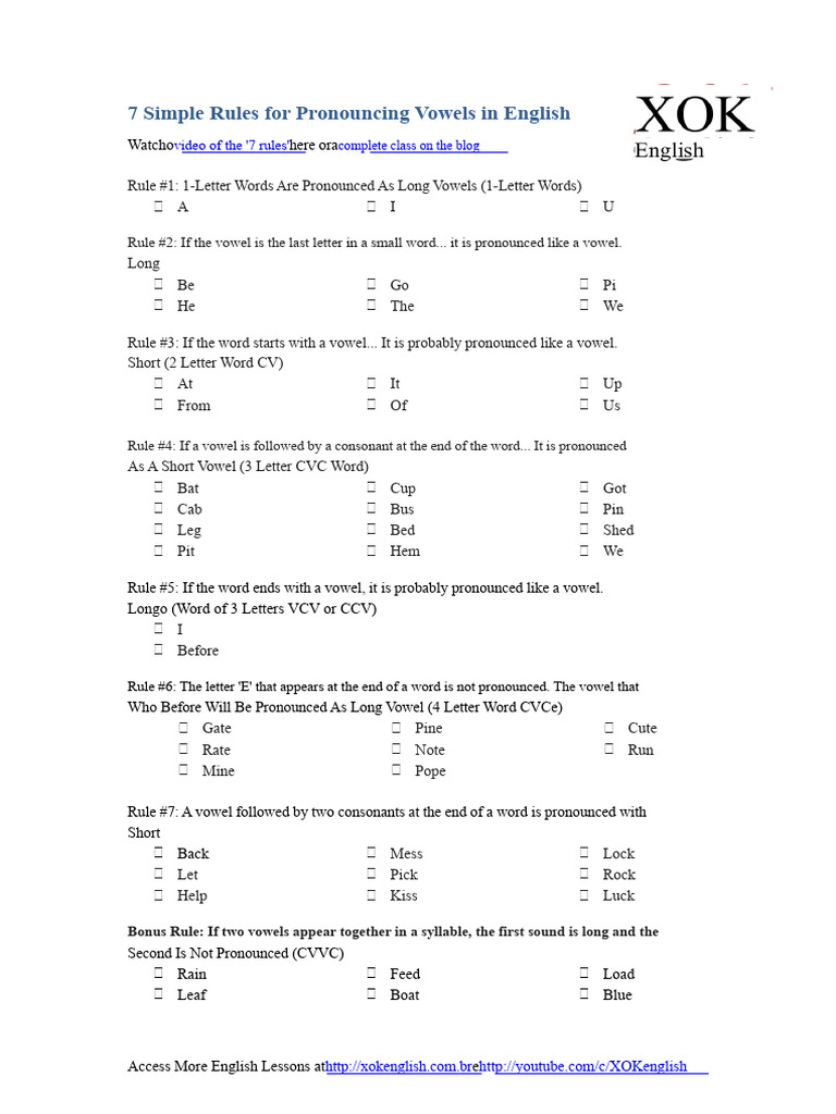 Master English Vowel Pronunciation Rules | PDF | Vowel | English Language