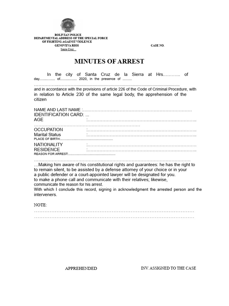 Arrest Record PDF
