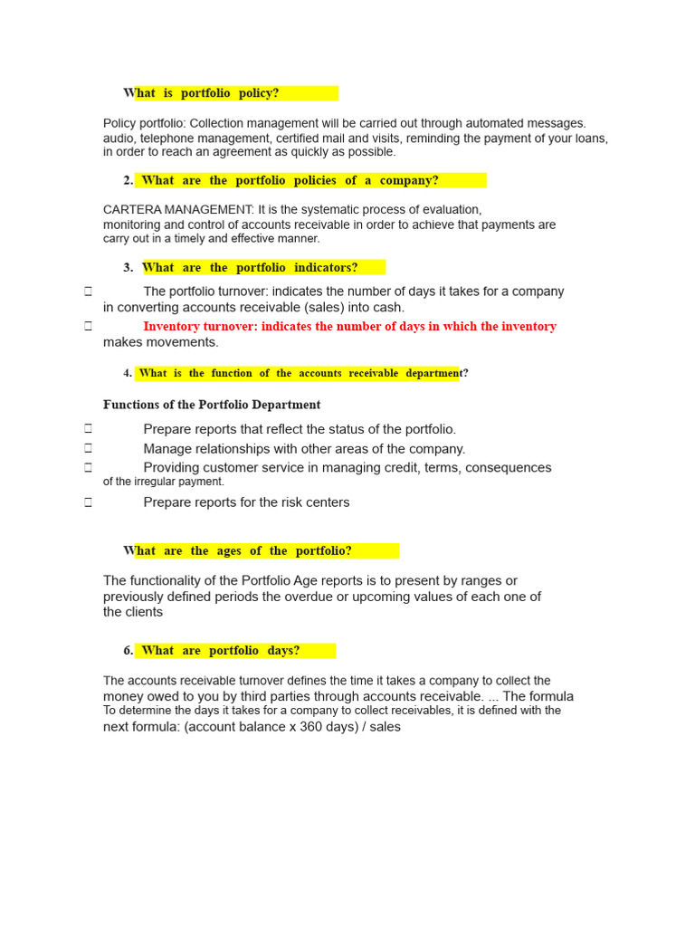 What Is Portfolio Policy (1) ? | PDF | Accounts Payable | Inventory