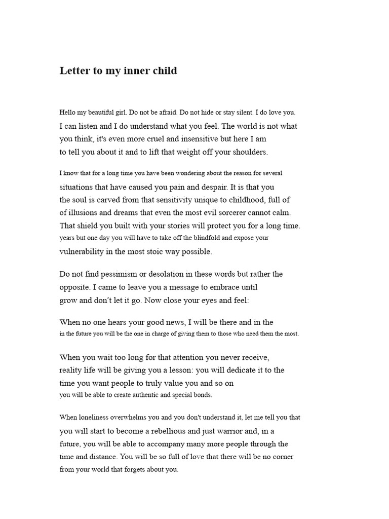Letter To My Inner Child | PDF