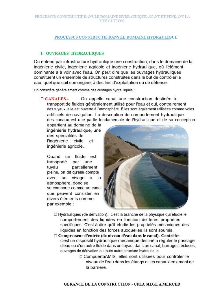 Processus Constructif Hydraulique | PDF | Barrage | Eau