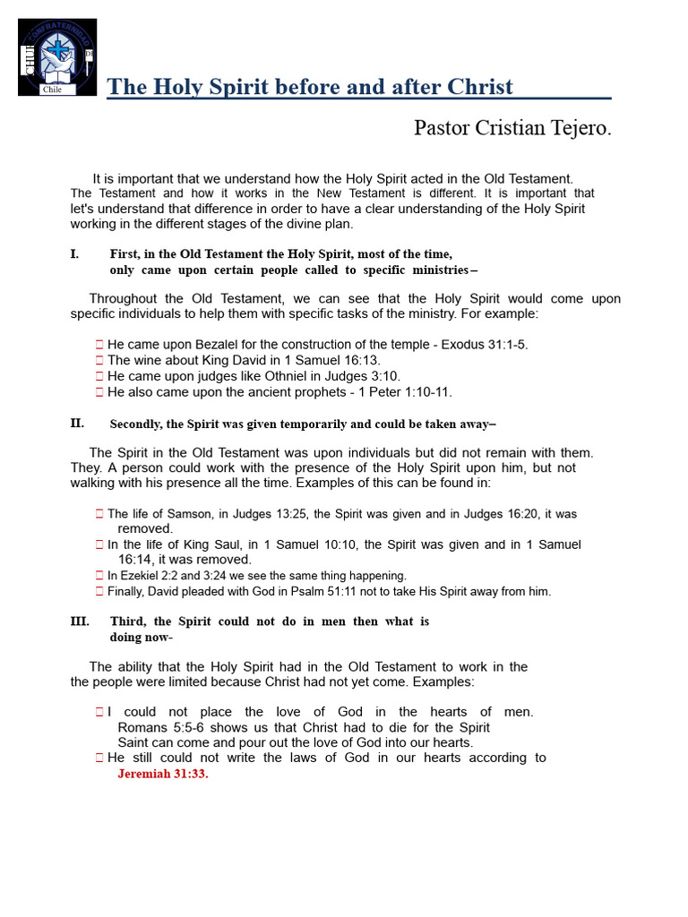 The Holy Spirit: Old vs. New Testament | PDF | Holy Spirit | Jesus