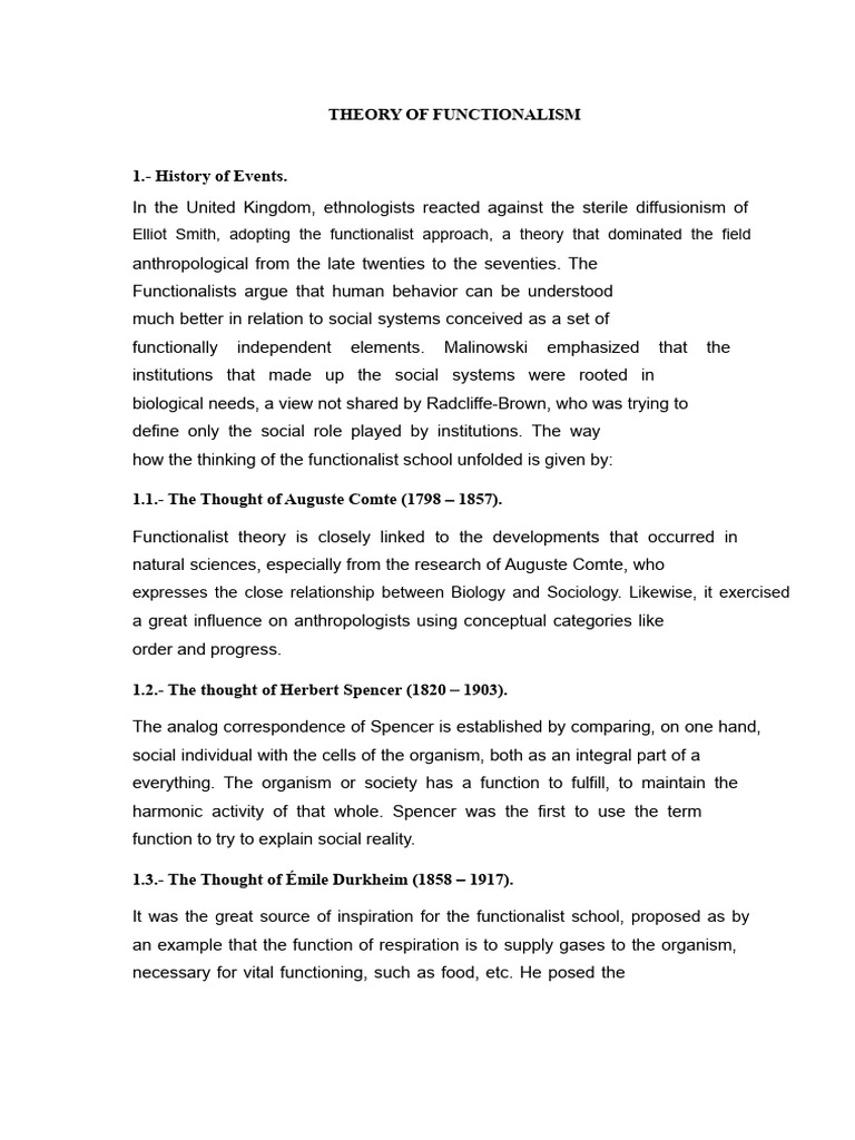 Overview of Functionalism in Anthropology | PDF | Anthropology ...