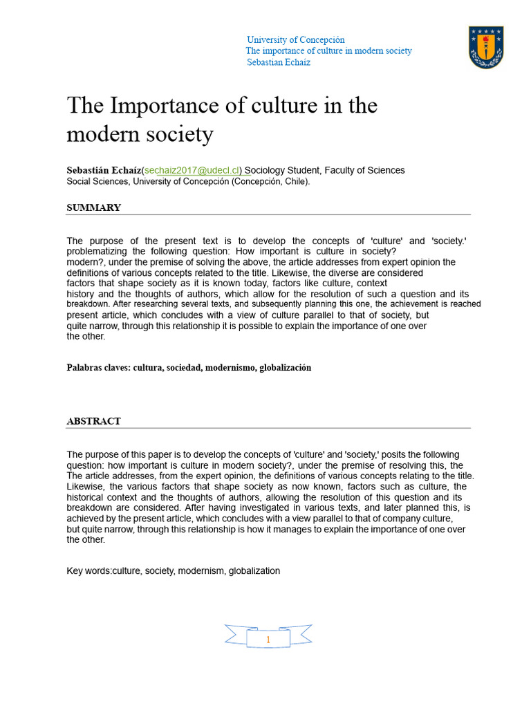 Culture's Role in Modern Society Explained | PDF | Anthropology | Émile ...
