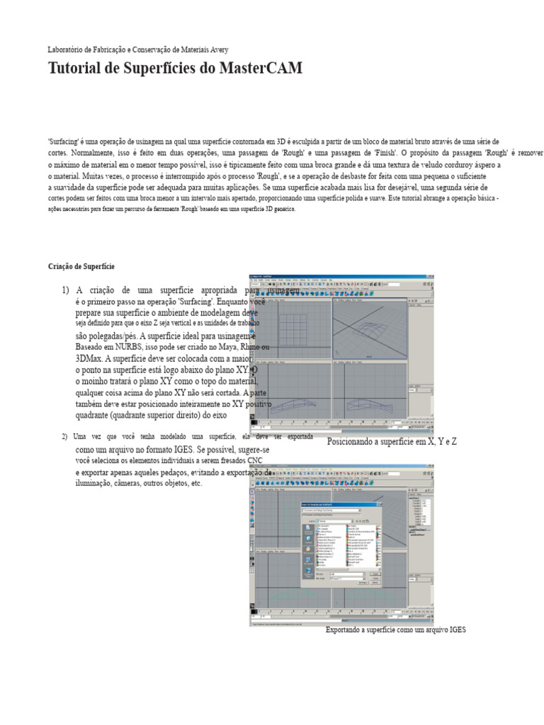 Tutorial De Modelagem De Superfícies Do Mastercam Pdf Máquinas