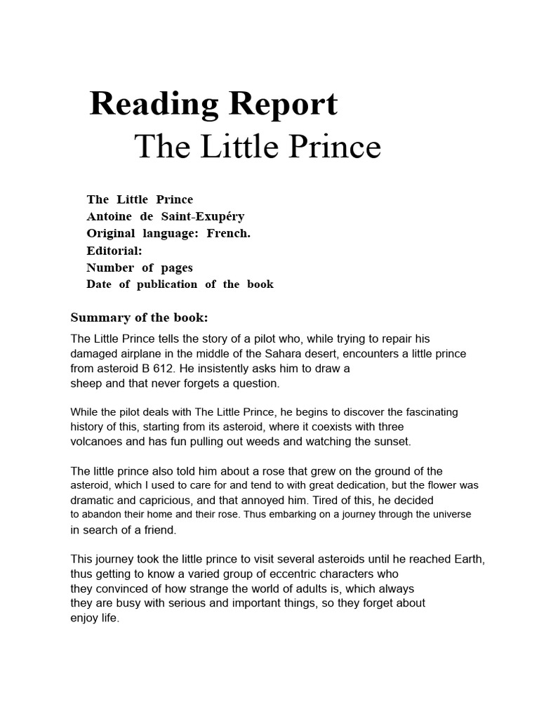 The Little Prince: Summary & Analysis | PDF | The Little Prince