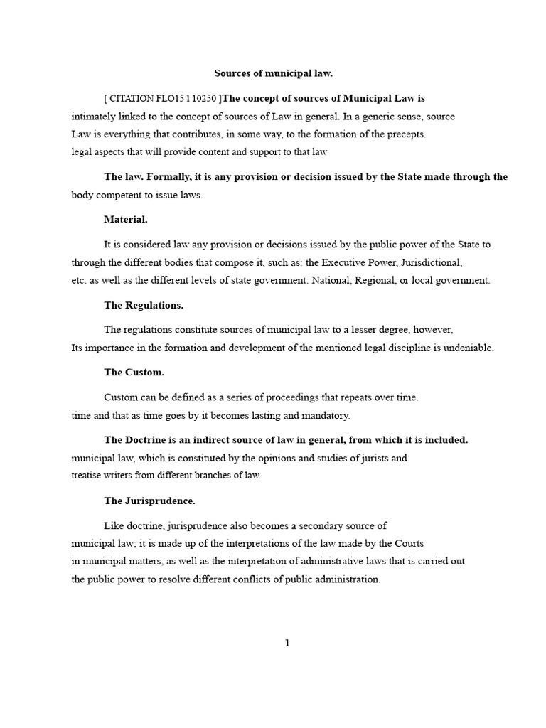 Understanding Municipal Law Sources | PDF | Administrative Law ...