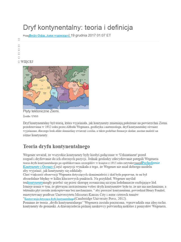 Dryf Kontynentalny | PDF