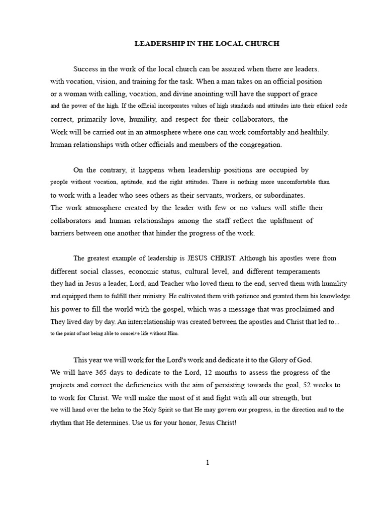 Effective Leadership in Local Churches | PDF | Jesus | Leadership