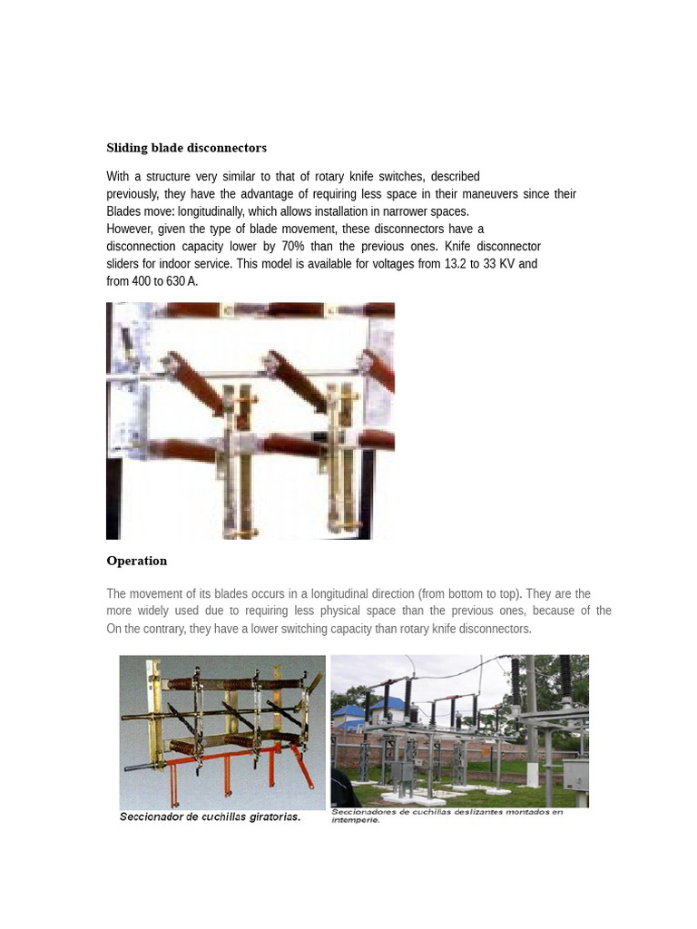 Sliding Blade Disconnectors Overview | PDF | Switch | Insulator ...