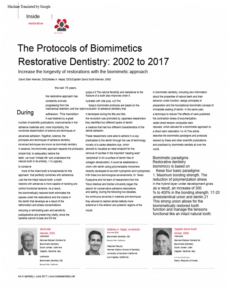 Biomimetic Protocols in Restorative Dentistry | PDF | Dental Composite ...
