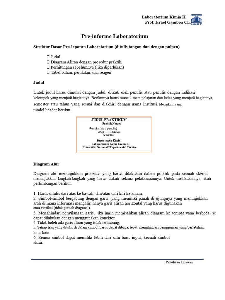 Model Pra Laporan Dan Laporan Kimia | PDF