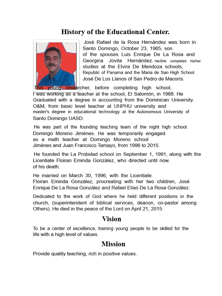 Biography of José Rafael de La Rosa Hernández | PDF