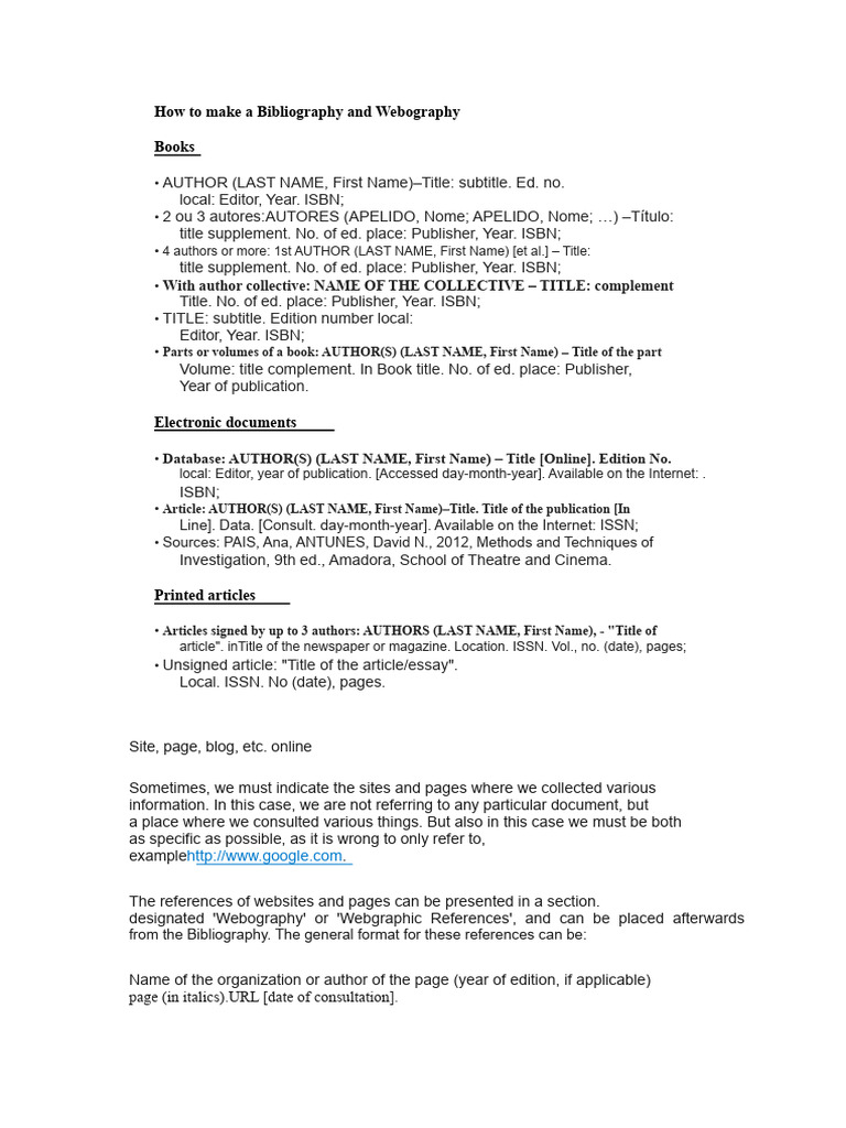 How To Create A Bibliography and Webography | PDF | Books | Bibliography