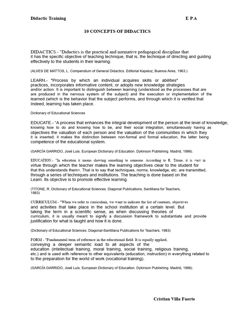 Concepts of Didactics | PDF | Learning | Knowledge